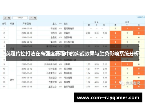 英超传控打法在高强度赛程中的实战效果与胜负影响系统分析